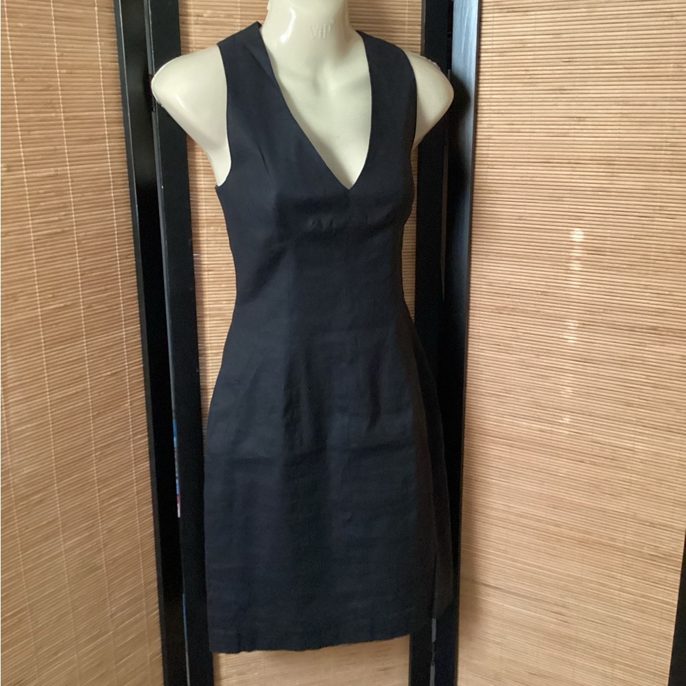 ⚜️ Vintage EMANUEL UNGARO Black Dress Linen Sz 6 LBD made in USA